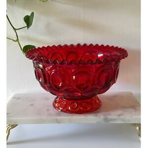 LE Smith Moon & Stars Heritage Ruby Red Pedestal Bowl